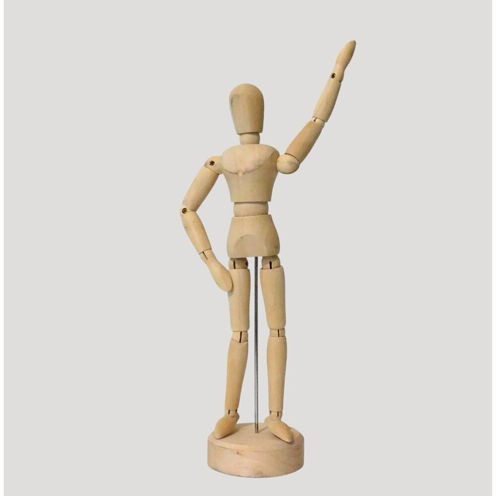 Poseable Wooden Mannequin Art Model With Stand 8.5" Tall For Drawing Or Display